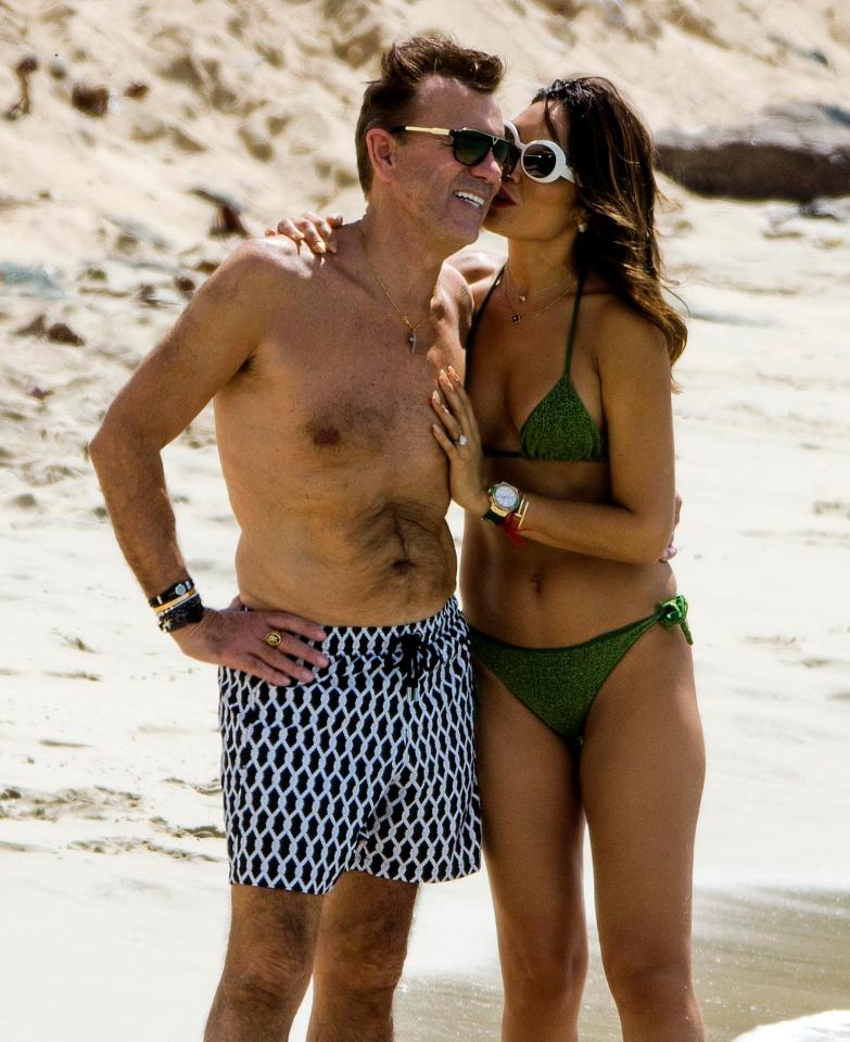 Duncan Bannatyne and his stunning wife Nigora Whitehorn on a romantic trip to the beach in Barbados