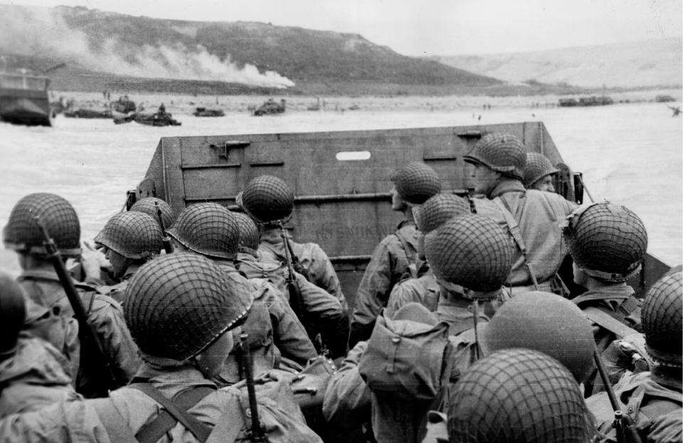  Nervous soldiers brace themselves for the bloody invasion along Normandy