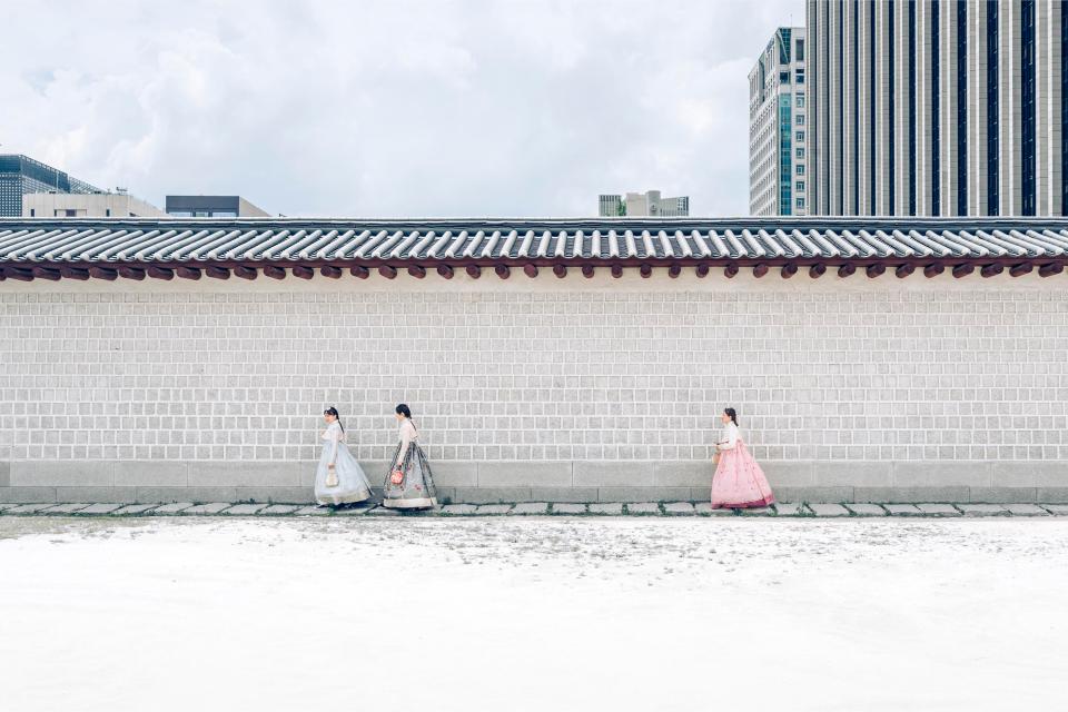 This picture has been taken next to the Gyeongbokgung Palace main gate, in Seoul,, South Korea