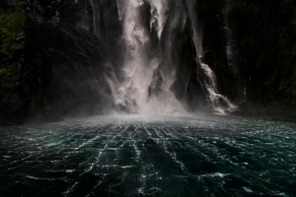 Sterling Falls in the heart of Milford Sound, New Zealand