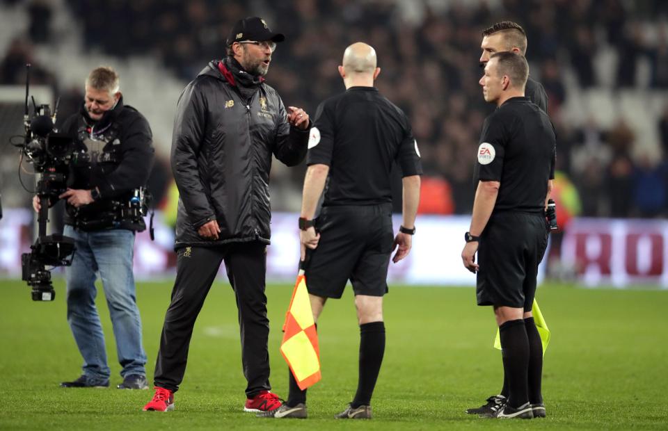  Klopp berated the officials at full-time, even though Liverpool scored a goal that was clearly offside