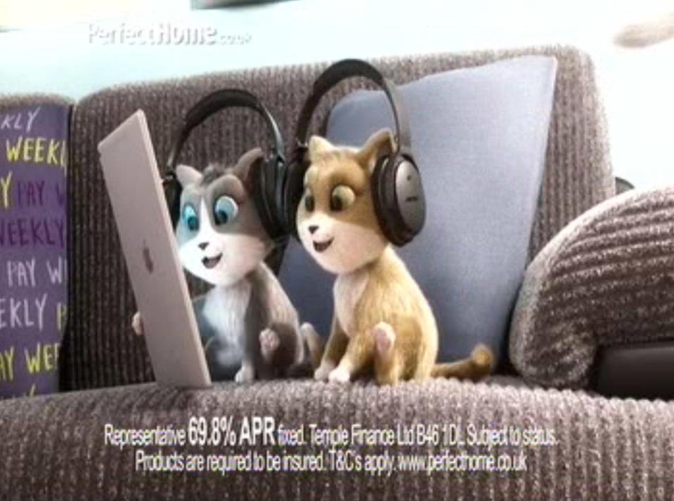  A PerfectHome advert featuring animated cats has been banned by the ASA