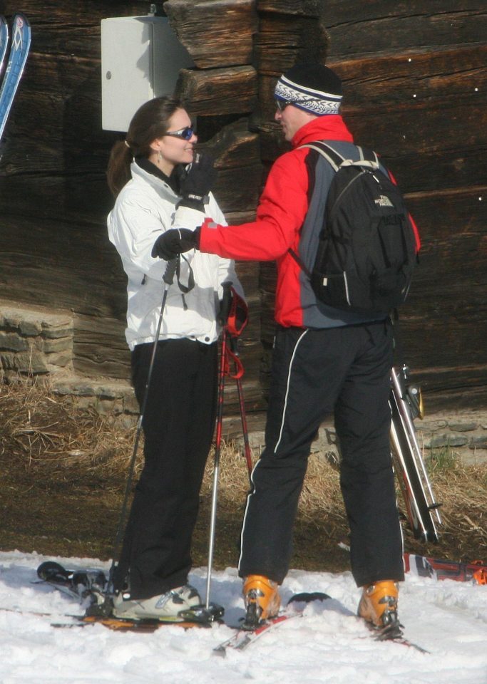 During the early days of their relationship, Kate Middleton and Prince William would often jet off on skiing trips such as this 2007 break