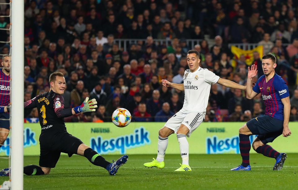  Lucas Vazquez finishes confidently past Marc-Andre ter Stegen to give Real their first-half lead