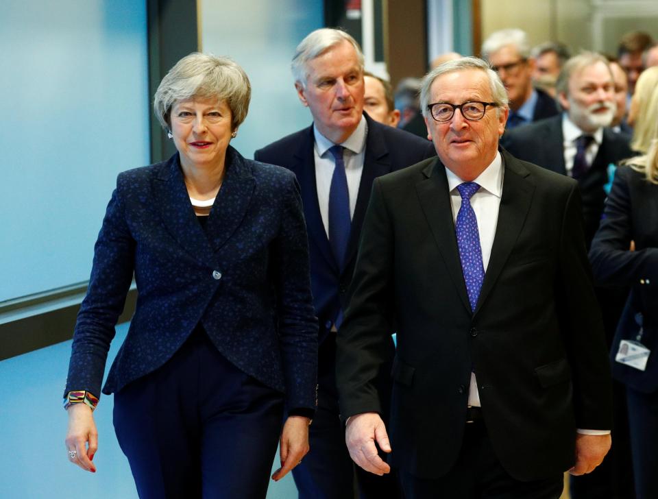  Mrs May with Mr Juncker in Brussels as the pair agreed on further talks