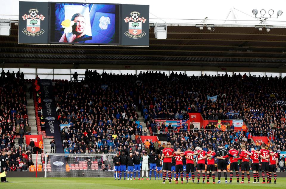  Both sets of fans had earlier observed a minute's silence for Emiliano Sala