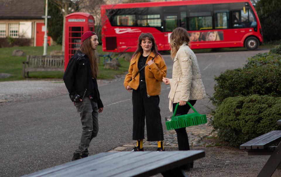  Ryan is seen happily chatting to Gail, who he has a history with, alongside his mother Charity