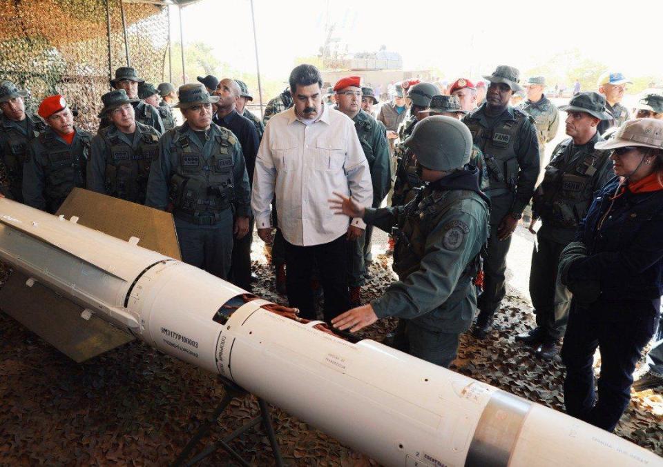  Maduro gazes at a huge rocket during his war games appearance