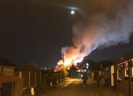 Ten fire engines were deployed to tackle the blaze in Tamworth last night