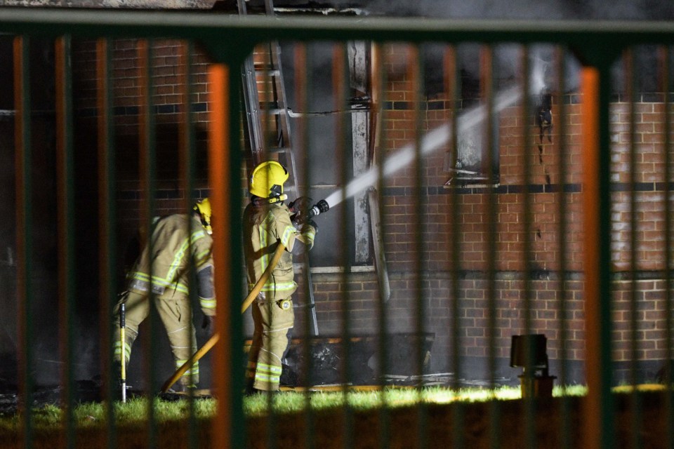 Firefighters tackle the blaze in Tamworth last night