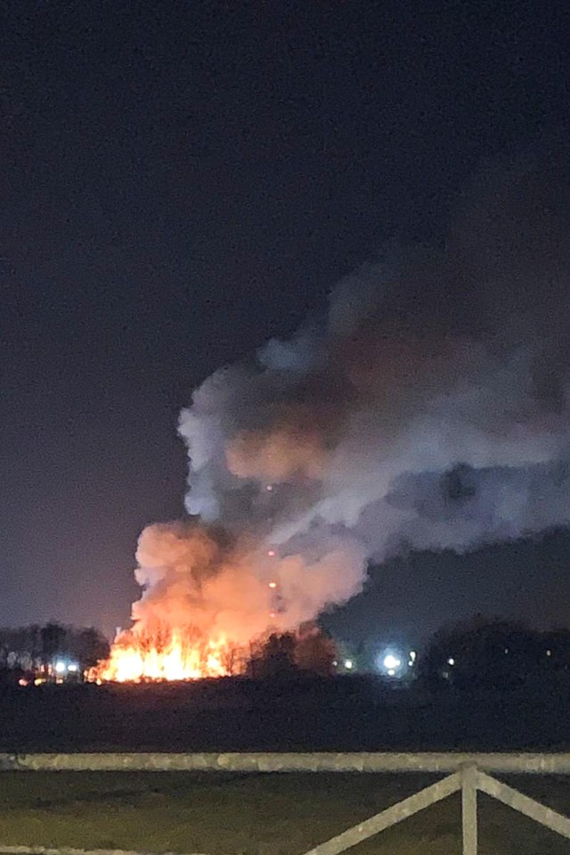 Huge plumes of smoke were seen billowing into the sky