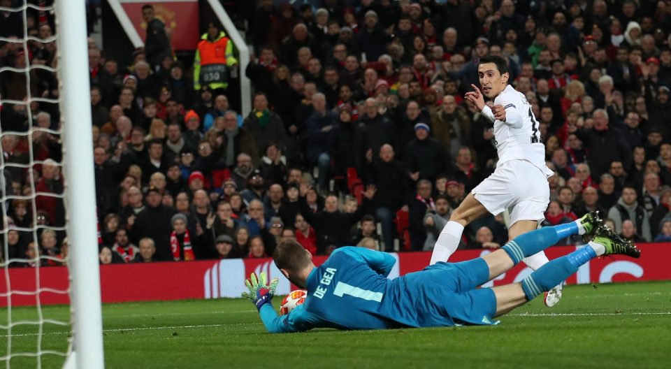  David De Gea saves from Angel Di Maria, who had been flagged offside