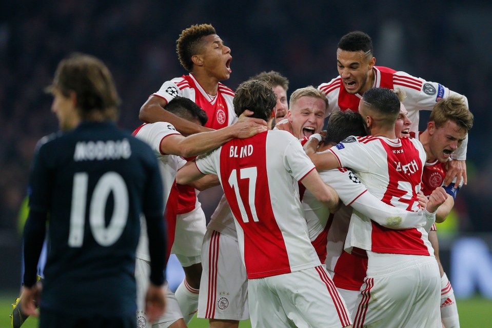  Ajax celebrating after thinking they had taken the lead