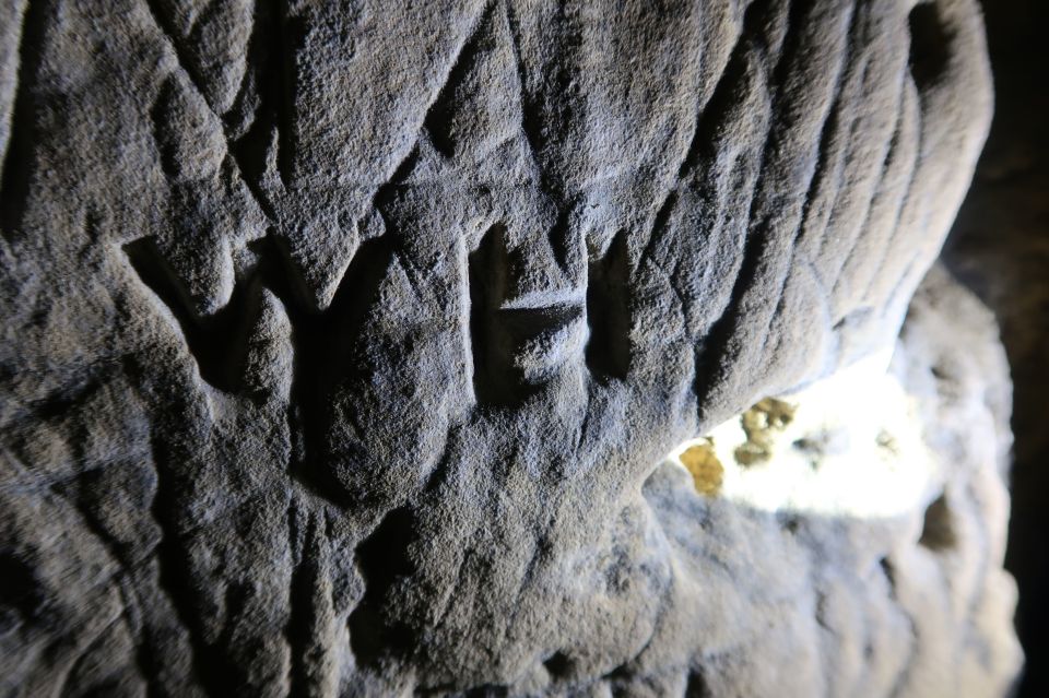  One of the hundreds of witches' marks found at Creswell Crags near Sherwood Forest