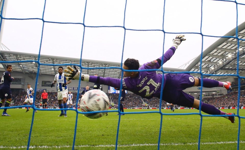  Derby keeper Kelle Roos wasn't getting anywhere near Knockaert's fine finish