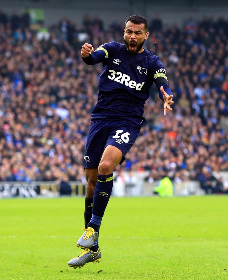  Ashley Cole, 38, climbed off the Derby bench to head home a beauty