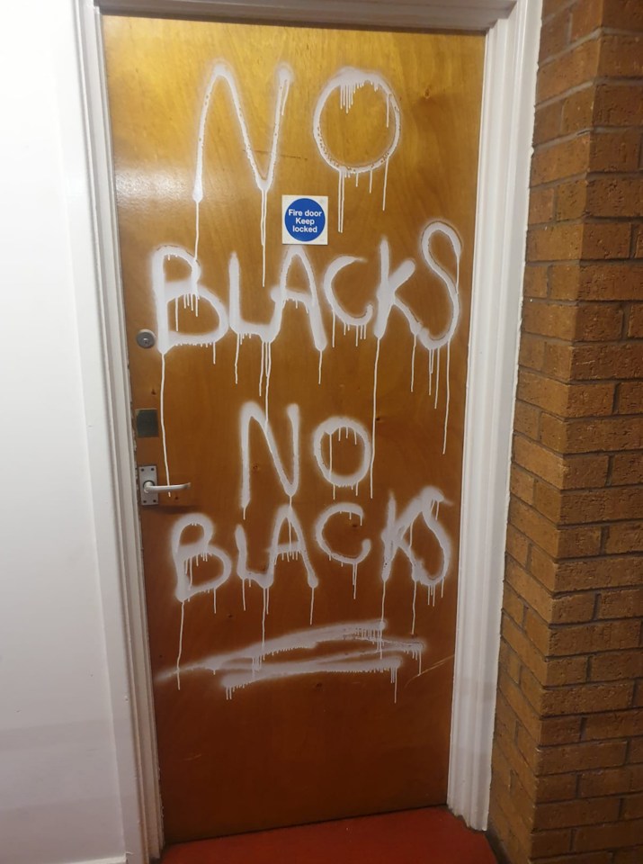  The racist tag has been removed from the flat's front door