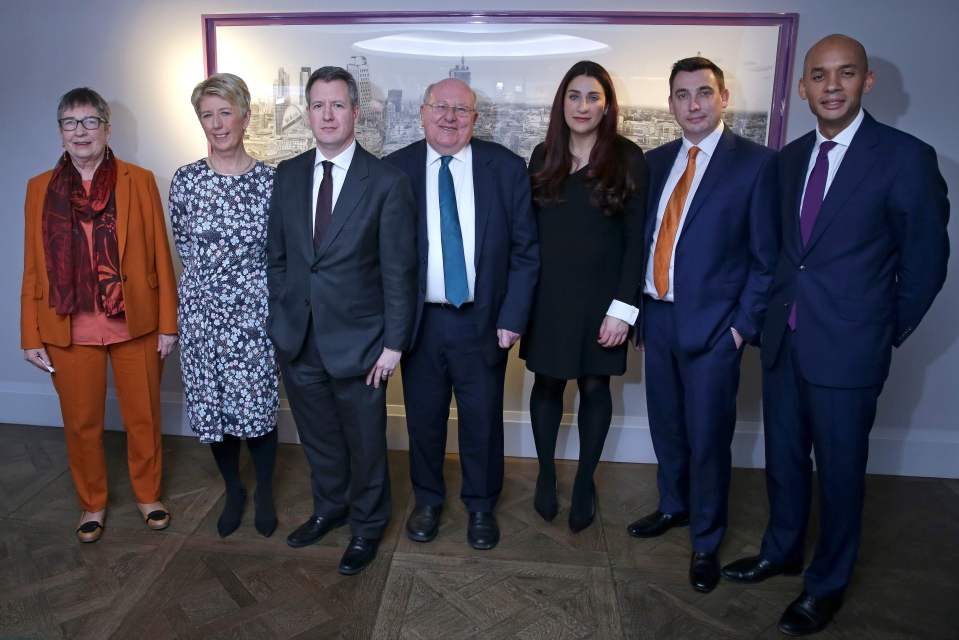  The Independent Group, pictured from left to right, Ann Coffey, Angela Smith, Chris Leslie, Mike Gapes, Luciana Berger, Gavin Shuker, and Chuka Umunna