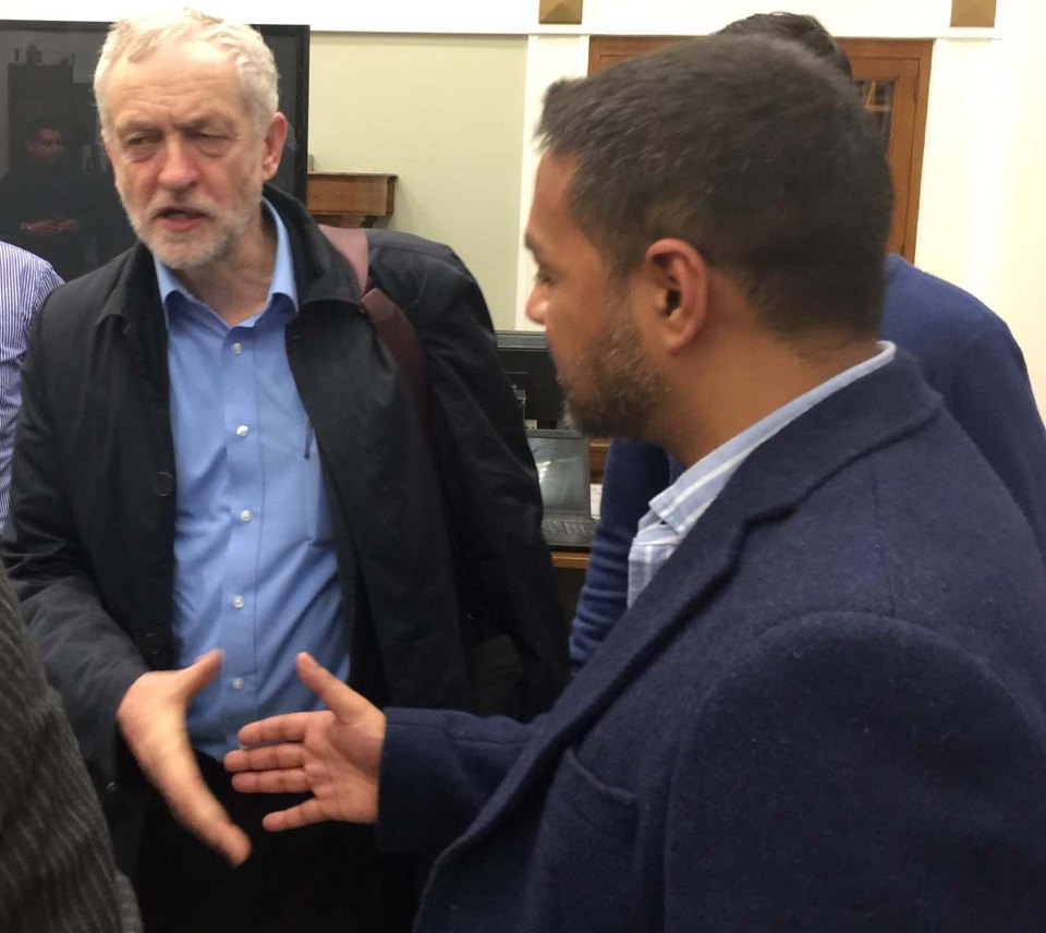  Jeremy Corbyn and Mr Akunjee met at Islington Assembly Hall in 2016