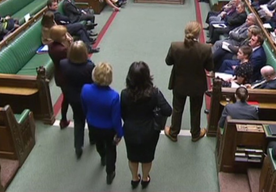  Tory defectors Heidi Allen, Sarah Wollaston and Anna Soubry arrive, bow and then take seats on the the other side of the house