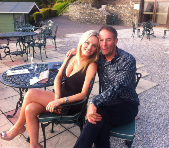  Hatton, 71, and model fiancee Sonjia Eccleston, 22 years his junior, in a Twitter snap