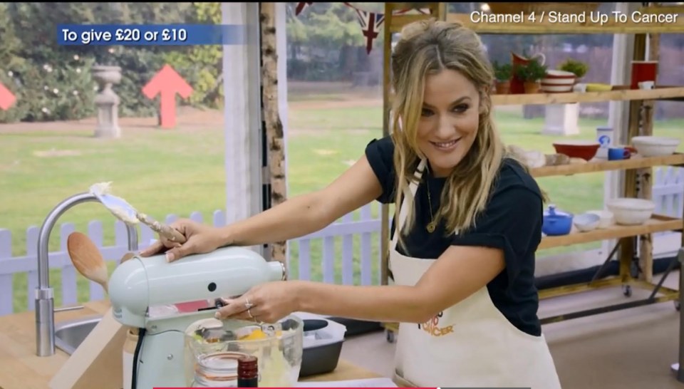  Caroline Flack looks like she's struggling with the mixer in one clip