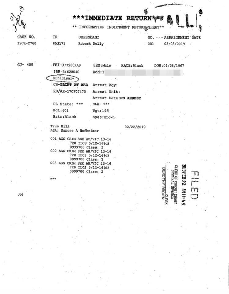  Part of the 36 page indictment issued by Chicago's State Attorney's Office detailing alleged assaults between 1998 and 2010