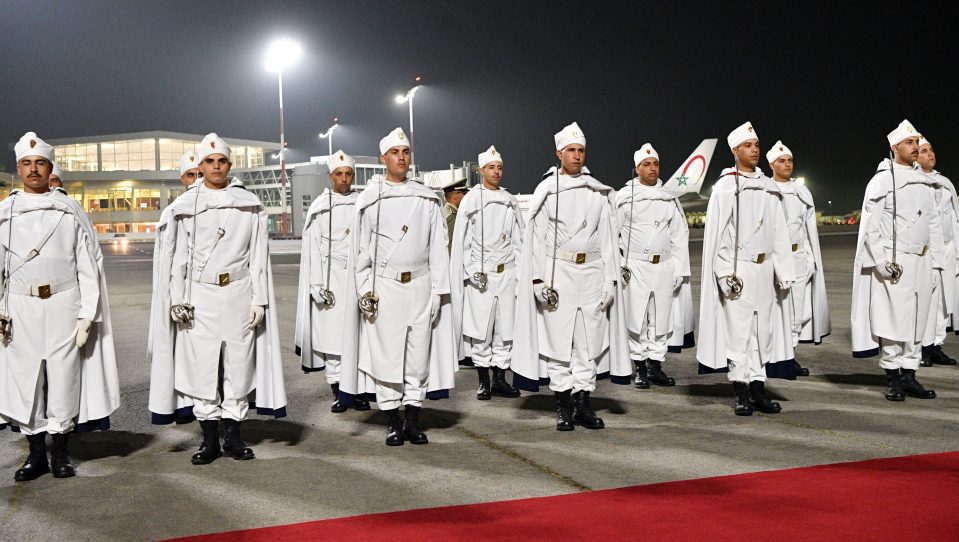  The guard of honour was on hand to formally welcome the royals