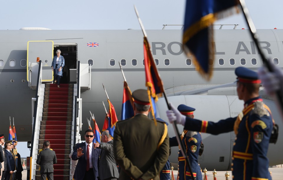  The PM disembarking from a plane in Egypt today