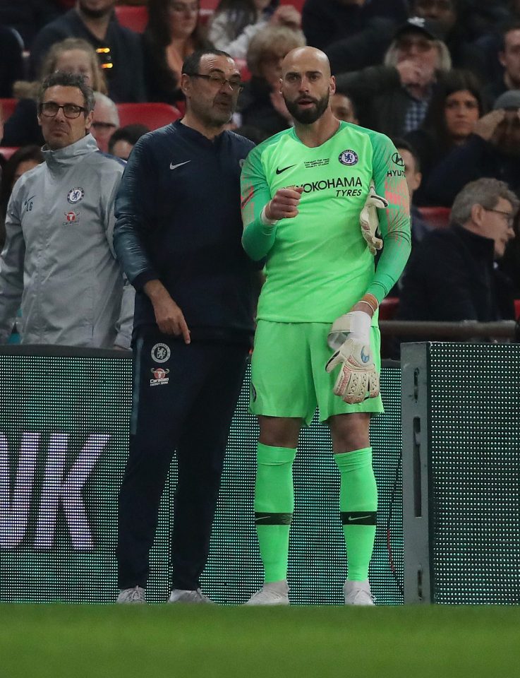  Maurizio Sarri prepares in vain to bring on penalty specialist Willy Caballero