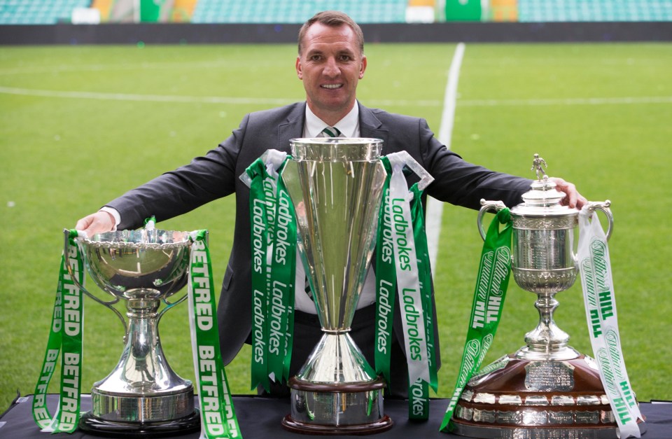  Rodgers won the Treble in both of his full seasons at Celtic Park and was on course to do so again this term