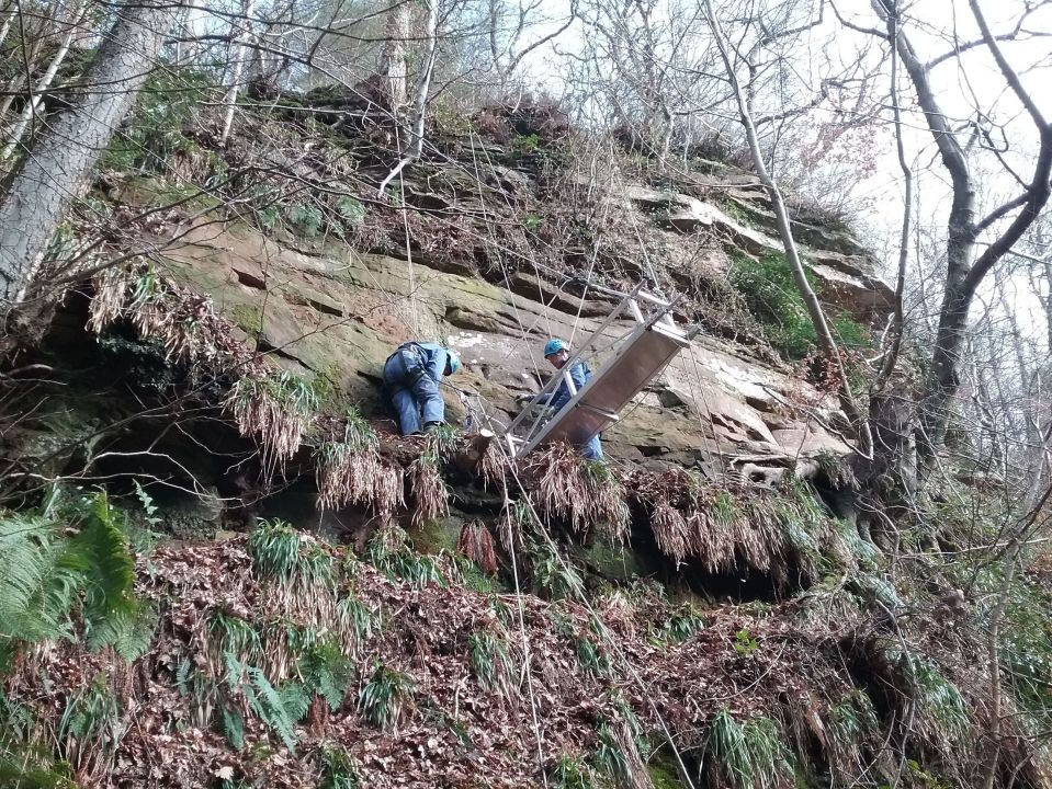  A team from Newcastle University abseiled down a 30ft rock face