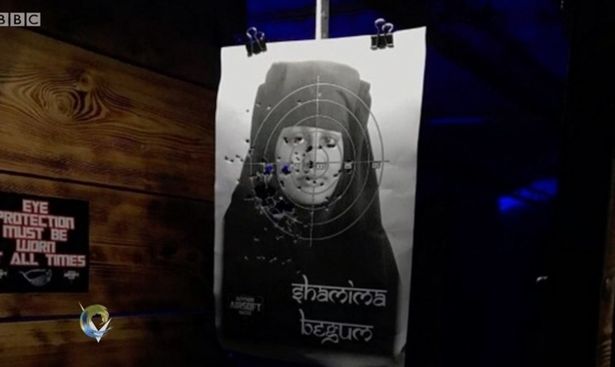 Posters of Shamima Begum were being used as sick target practice by punters