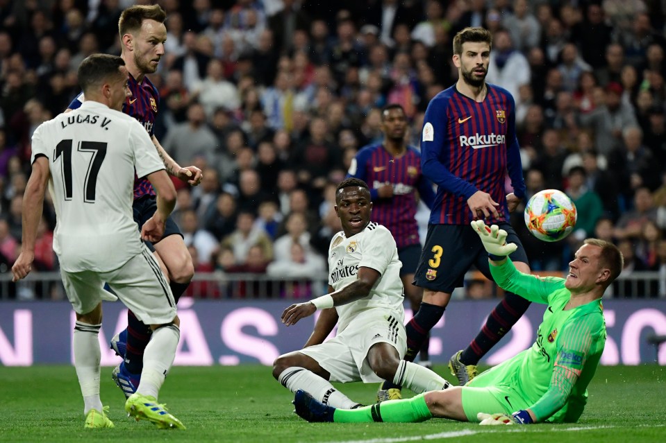  Vinicius Junior wasted a number of chances in the first half at the Bernabeu