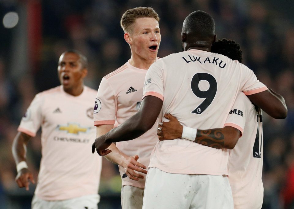  Fred and Scott McTominay help Romelu Lukaku celebrate netting the Man Utd opener