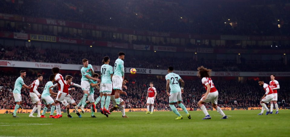  Alexandre Lacazette came off the bench but got in on the act with a glorious free-kick