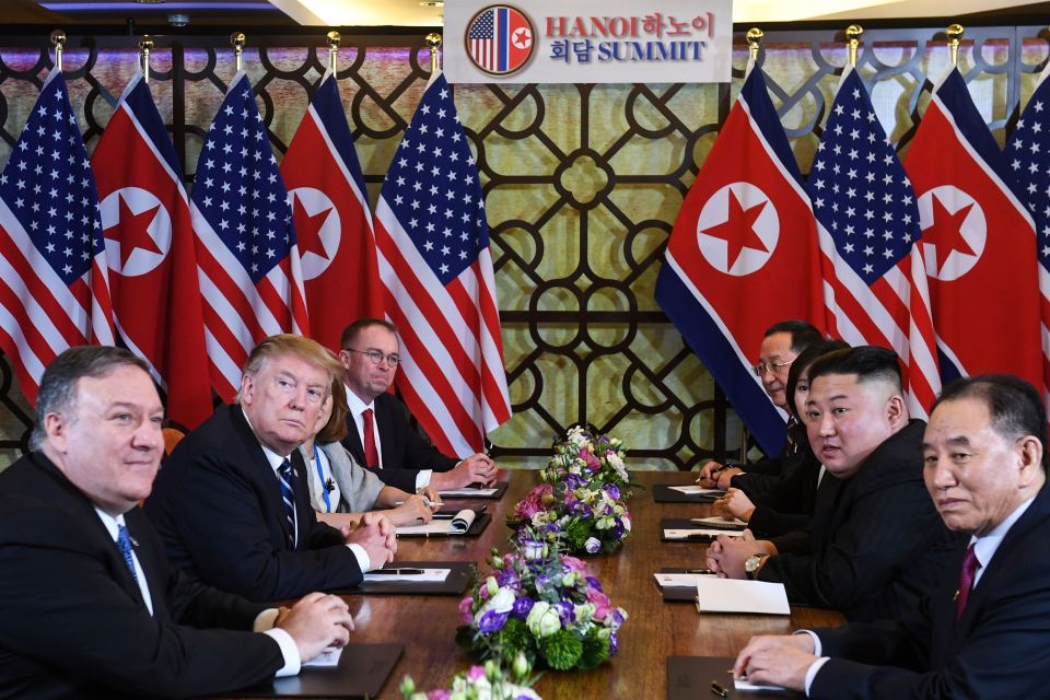  Kim Jong Un and Donald Trump speak at the extended bilateral meeting