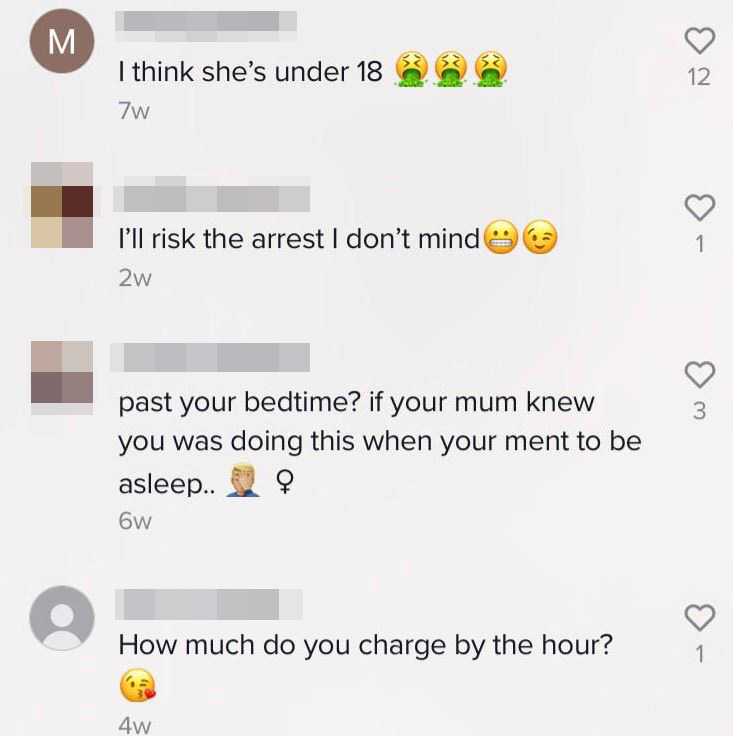  One user even boasted about 'risking the arrest' under a video of a schoolgirl