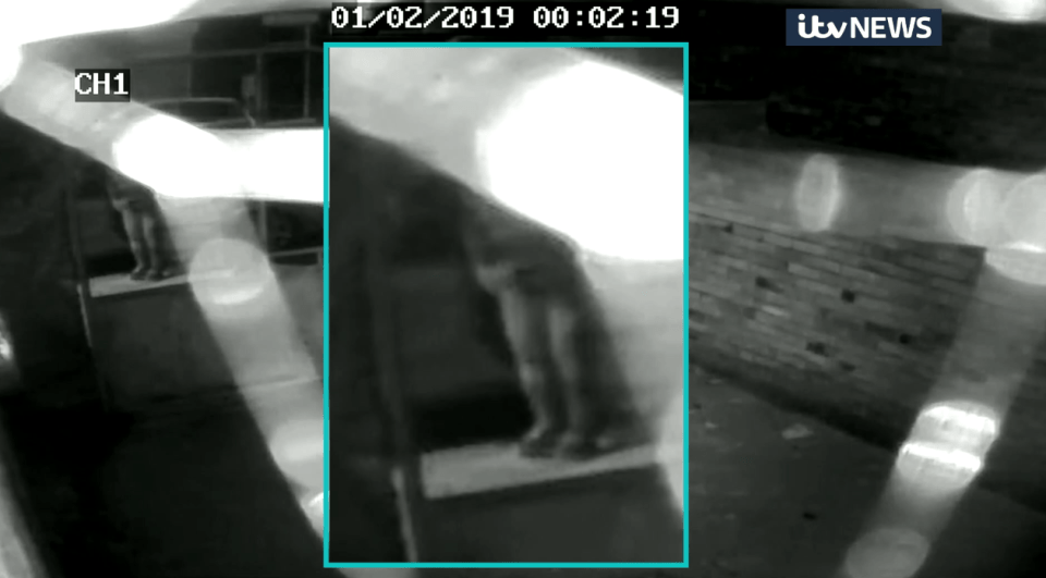  CCTV shows the man standing outside the car smoking for around three minutes