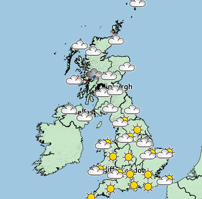  But by the end of Friday things will be looking up again as the temperature remains high and the sun is out for much of the country