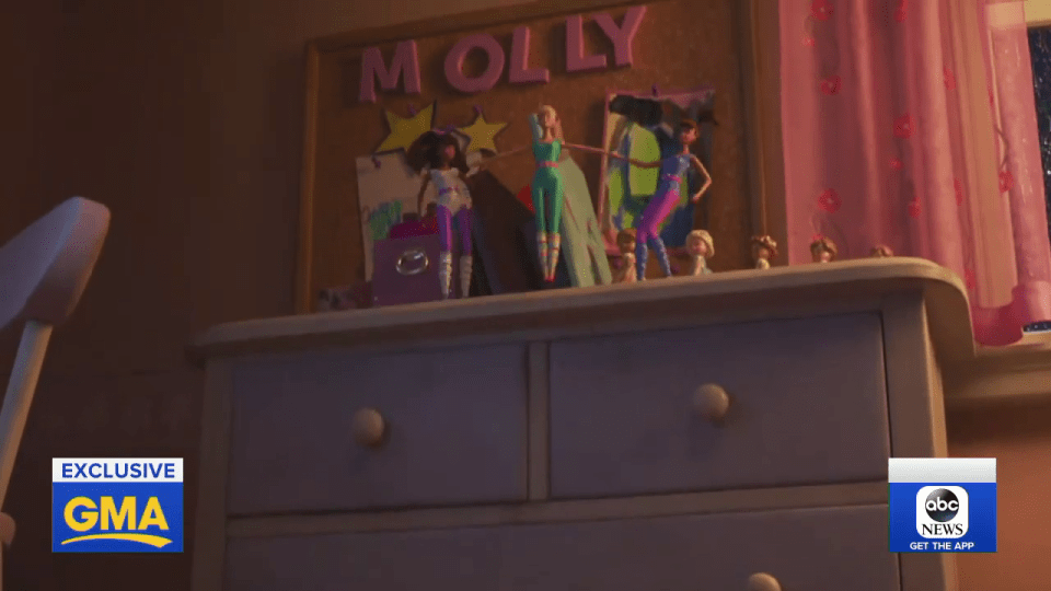  The gang appear to be in Andy sister's Molly's room