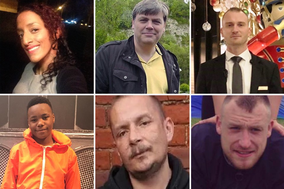  (From top left) we remember the 42 people who were victims of knife crime so far this year; Charlotte Huggins, 33, Lee Pomeroy, 51, Tudor Simionov, 33, Jaden Moodie, 14, Przemyslaw, 41, Gavin Moon, 31