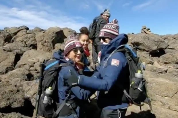  Dani and the eight other celebs all managed to scale the volcano in Tanzania