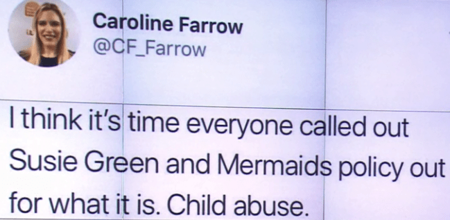 Susie Green contacted police after these tweets sent by Caroline Farrow, which have since been deleted