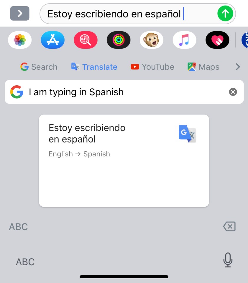  You can now translate foreign languages directly through your iPhone keyboard