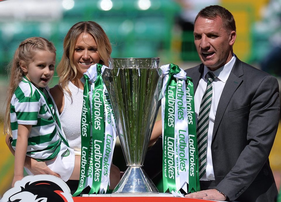  Brendan Rodgers celebrates title win last year with Charlotte and Lola