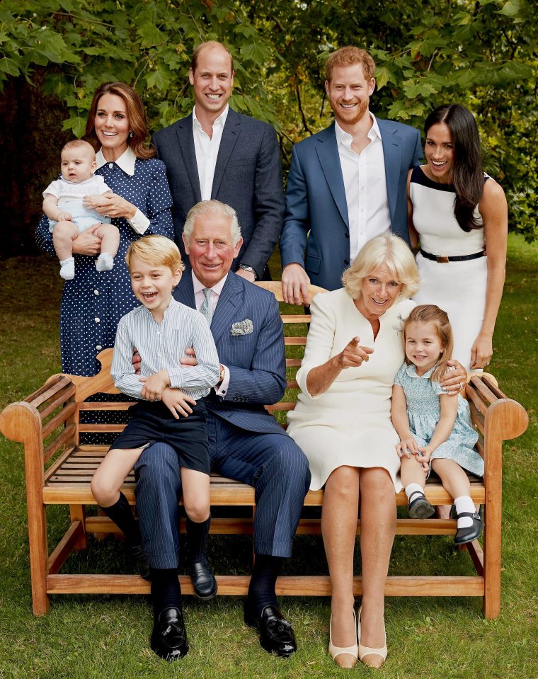  Prince Harry and his nephew are pictured together in a number of group settings, including this shot for the birthday of Prince Charles