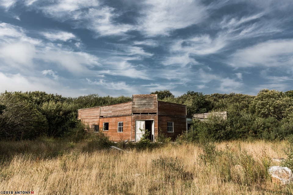 An empty shell is what is left of this Wild West building