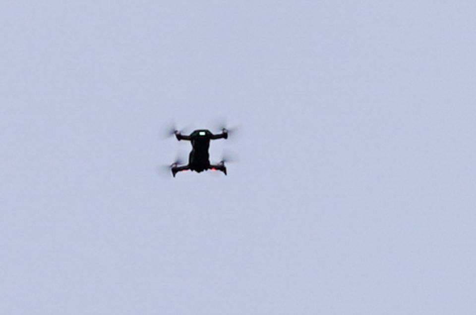  A drone was spotted flying above Fratton Park during the League One clash