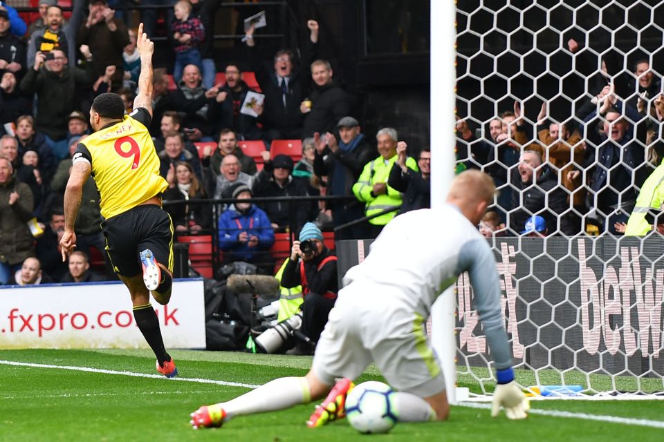  Deeney scored against Leicester on Sunday